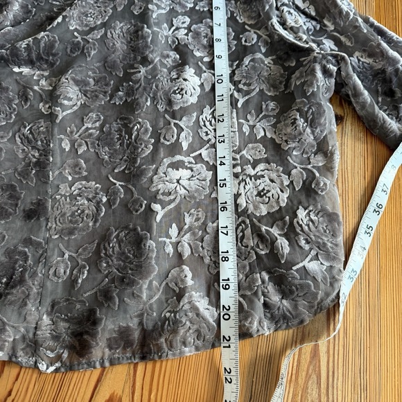 Gap Womens Small Brown Velvet Burnout Crop Button Up Floral WhimsiGoth Fairy EUC - Picture 9 of 10